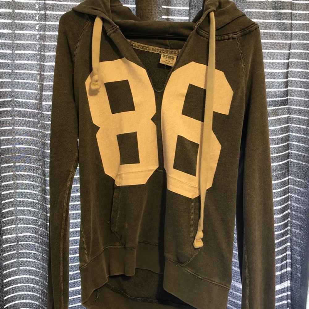 Pink V neck hoodie